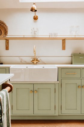 Pistachio Green Kitchen with Brass Details