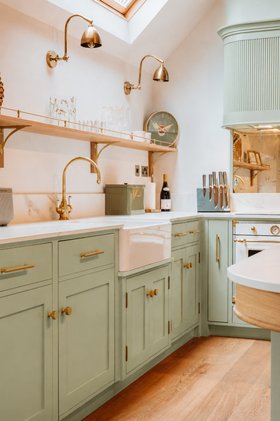 Pistachio Green Kitchen with Brass Details