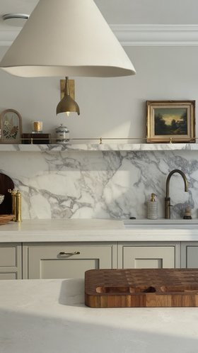 Neutral Kitchen with Gallery Rail