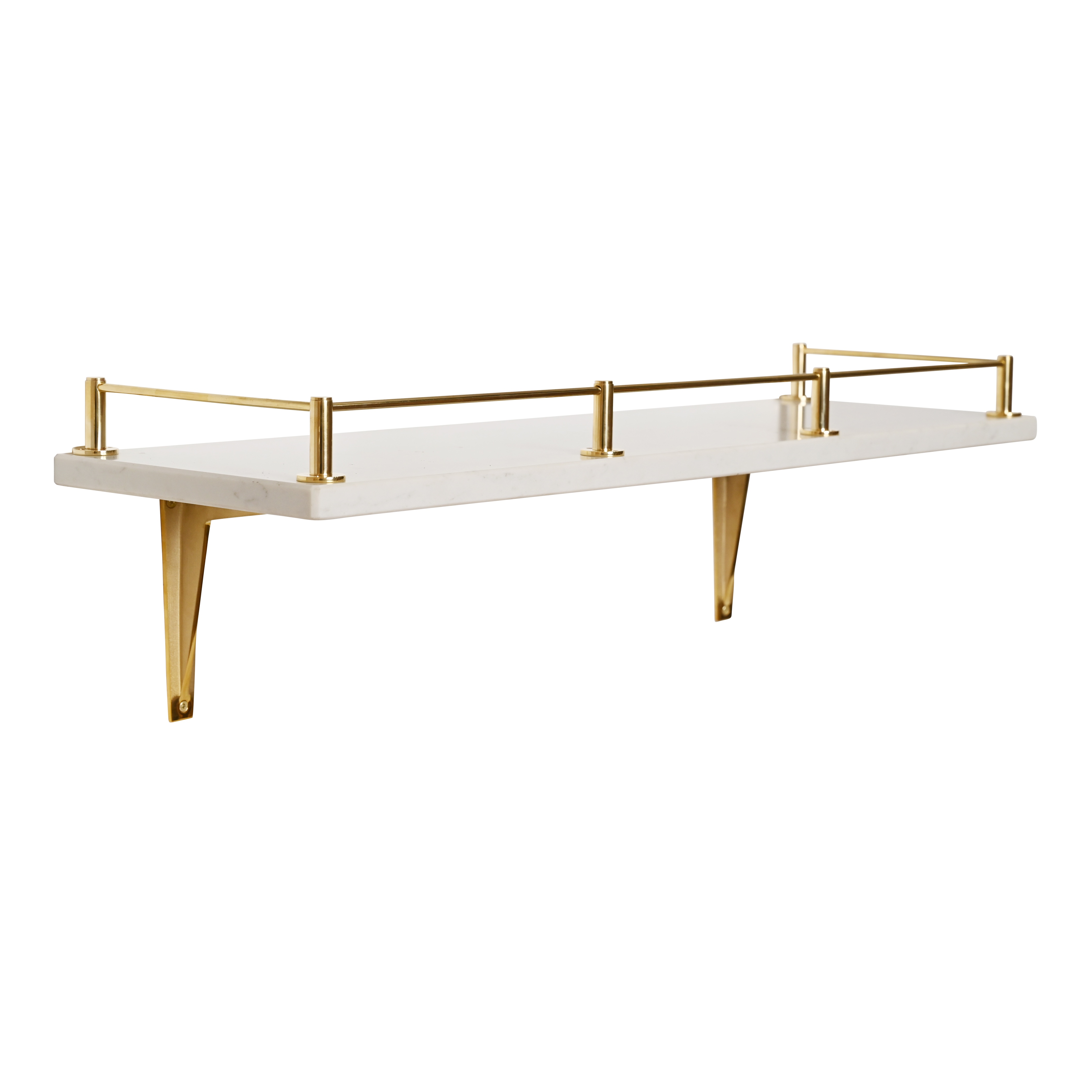 Round Bar Gallery Shelf Rail | Polished Brass