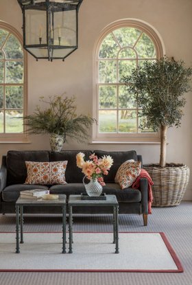 Alternative Flooring, Anywhere Accents Turmeric Carpet from £53 per m2, Wool Riverbed Kells Rug with a Cotton Ginger Border from £246 (alternativeflooring.com)