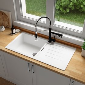 Évier en quartz "Galvani" blanc - 1 cuve - Cooke and Lewis