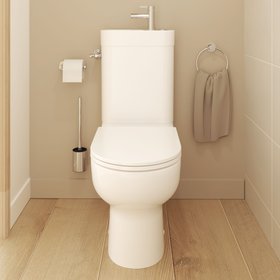 Pack wc a poser avec lave main CALICIA sans bride et vortex sortie horizontale - Dim : h.88,5 x l.37 x p.63,5 cm - Cooke and Lewis