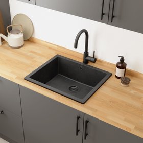 Évier en quartz "Lisalie" noir - 1 cuve - Cooke and Lewis