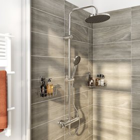 Colonne de douche mécanique chrome ODALIA - Dim. H. 117, l. 28,6, P. 33,5 cm - Cooke and Lewis