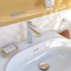 Mitigeur lave-main acier inox chromé - Cooke and Lewis