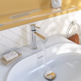 Mitigeur lave-main acier inox chromé - Cooke and Lewis