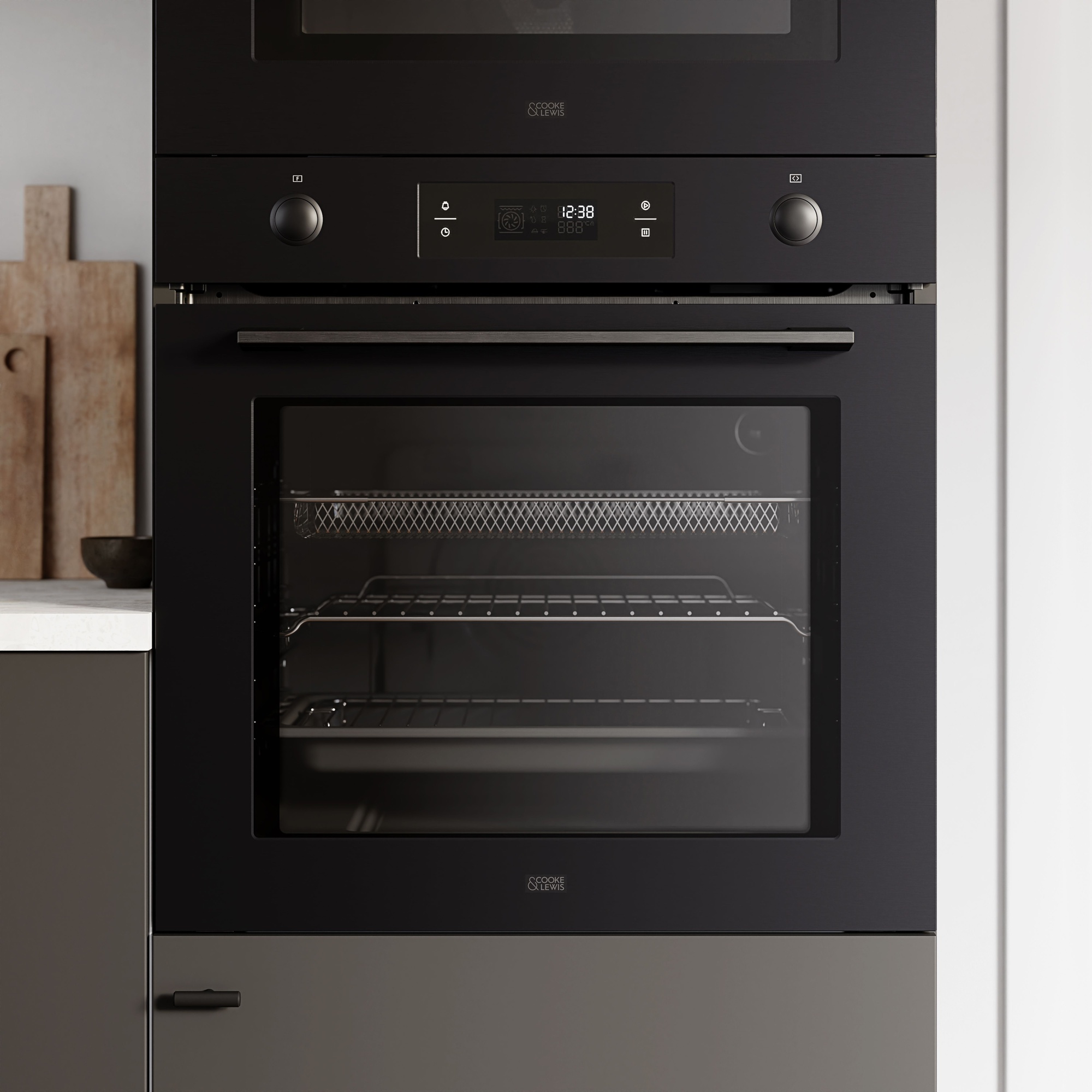 Four pyrolyse verre noir 70L - 59,5 x 59,5 x 55,5 cm - Cooke and Lewis