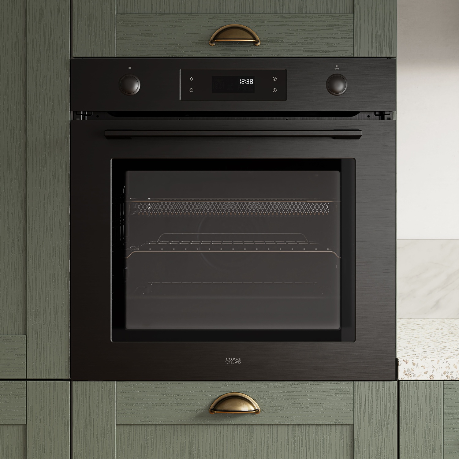 Four pyrolyse verre noir 70L - 59,5 x 59,5 x 55,5 cm - Cooke and Lewis