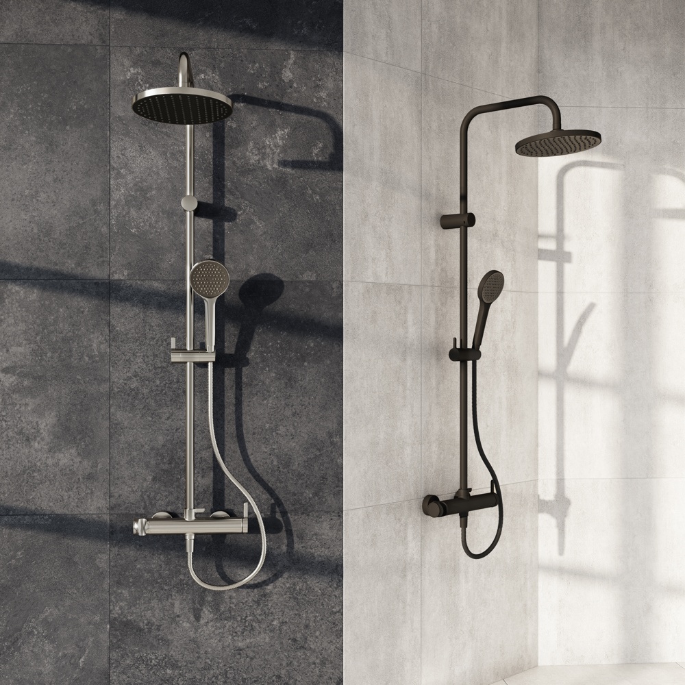 Colonne de douche mécanique chrome ODALIA - Dim. H. 117, l. 28,6, P. 33,5 cm - Cooke and Lewis