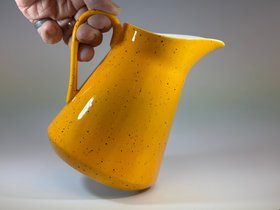 Milk Jug Speckled Yellow Handmade