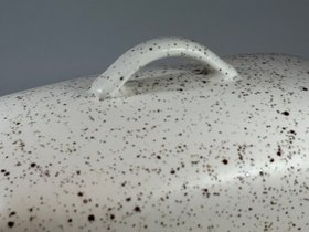 Stoneware Speckled White Butter Dish