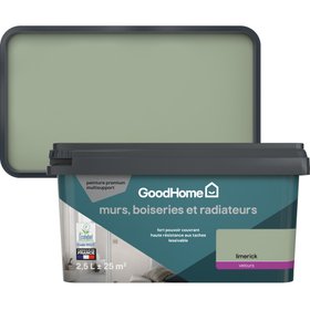Peinture intérieure velours vert Limerick GoodHome pour murs, boiseries et radiateurs 2.5L