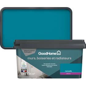 Peinture intérieure velours bleu Marseille GoodHome pour murs, boiseries et radiateurs 2.5L