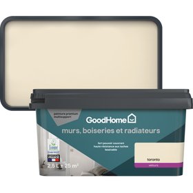 Peinture intérieure velours blanc Toronto GoodHome pour murs, boiseries et radiateurs 2.5L