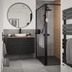 Meuble sous vasque suspendu noir mat 2 tiroirs l.100 x H.60 x P.45 cm GoodHome Imandra