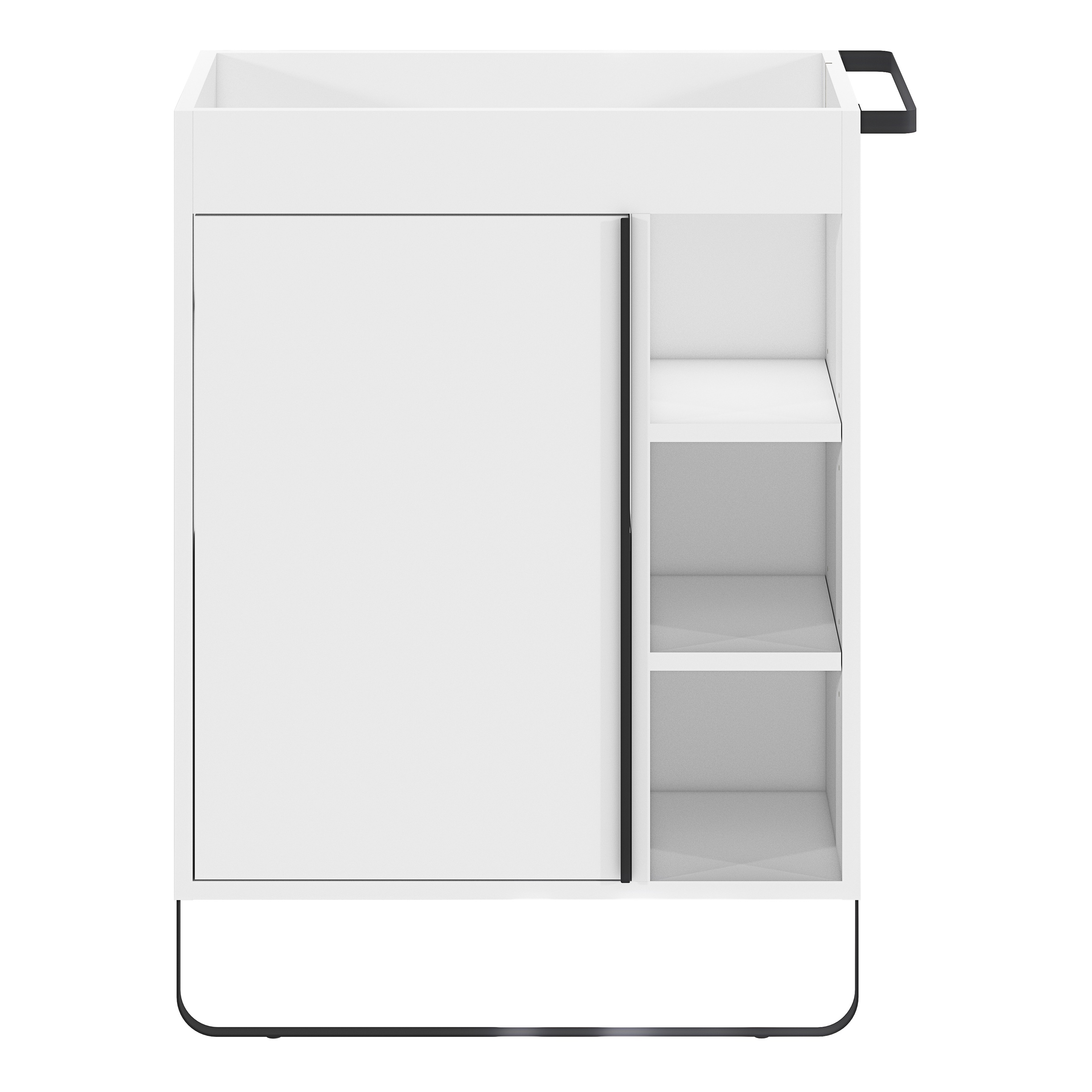 Meuble sous vasque faible profondeur à poser avec porte-serviettes l.65 x H.82 x P.36 cm, blanc, GoodHome Maza