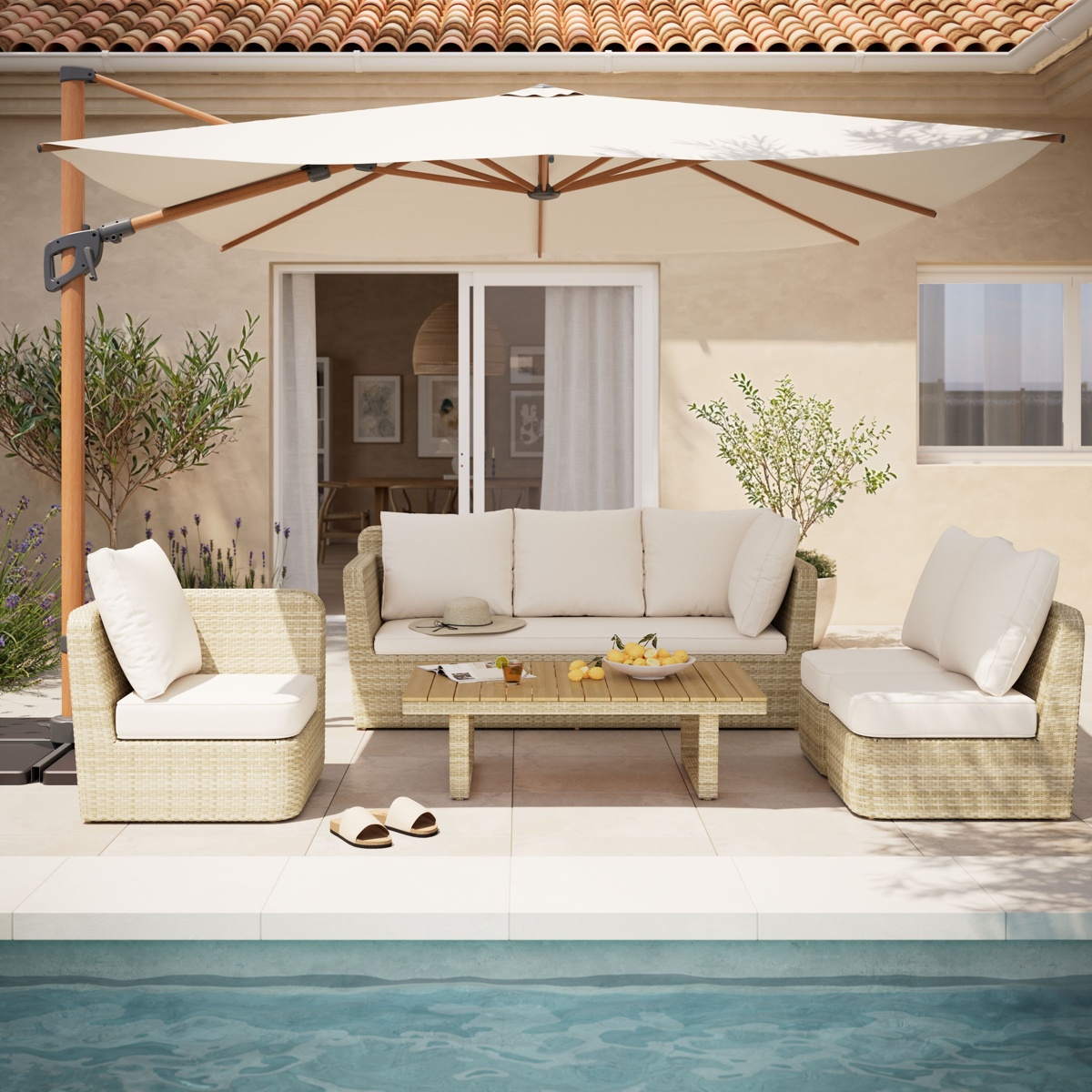 Salon de jardin 6 places GoodHome Elos beige