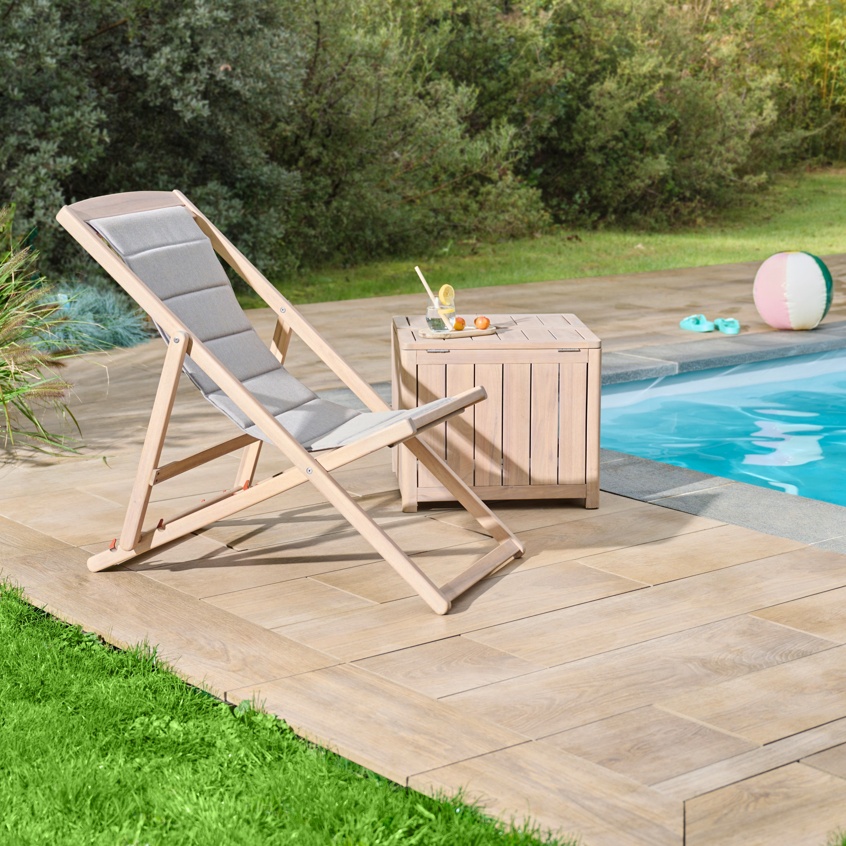 Bain de soleil en bois marron GoodHome Riveo