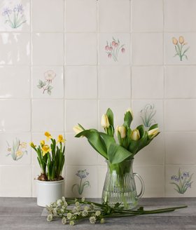 MT - Spring Flowers hand painted tiles