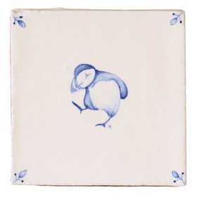MT - Wilding Puffin with Corners on Antique White Square