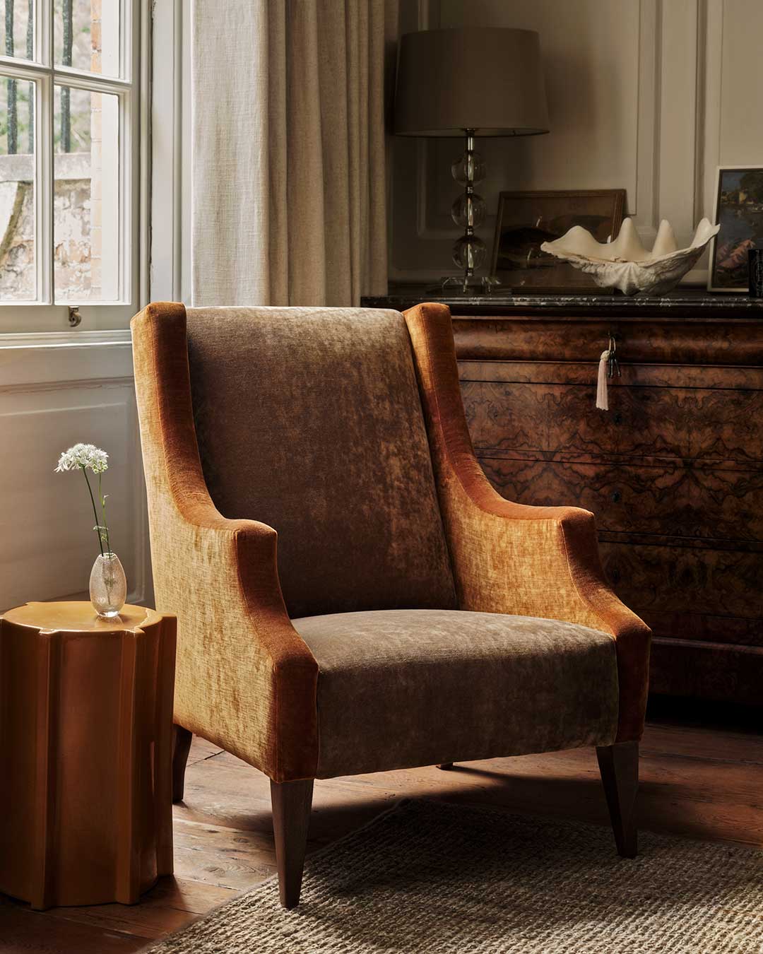 Cosmos Velvet Spice/Tawny Armchair