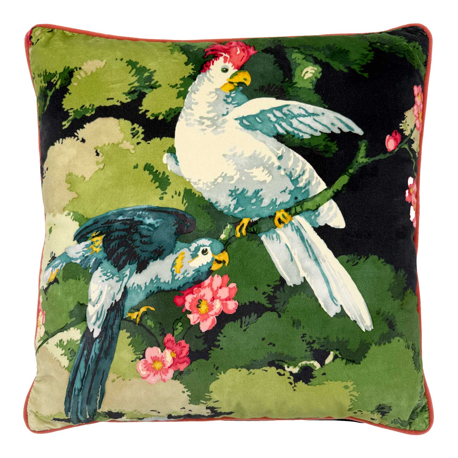 Jungle Jive Navy Velvet Cushion