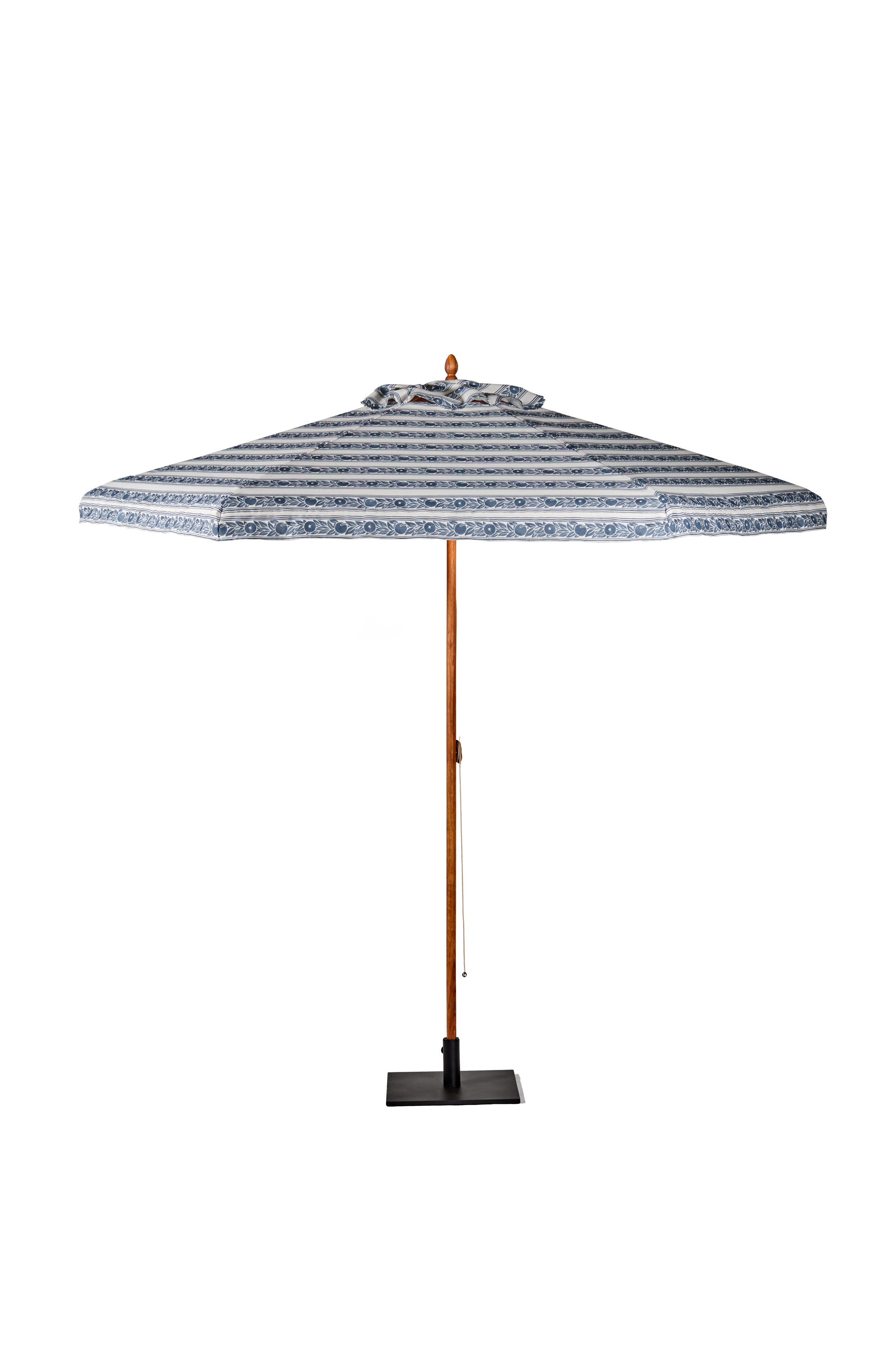 William Morris Fruit striped blue & white parasol
