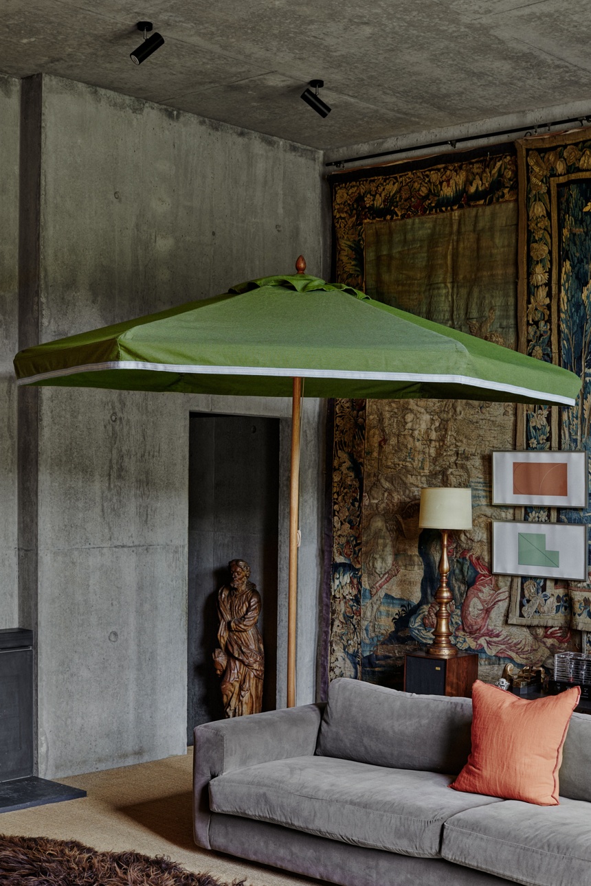 Pistachio green & blue Allegra parasol