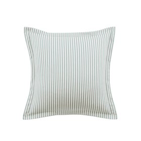 Ian Mankin The Sage And Mint Collection Ticking Stripe 1 Oxford Edge Striped Seagreen Cushion