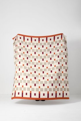 Ian Mankin Home Checkmate Claret & Rust Large Recycled Cotton Blend Throw