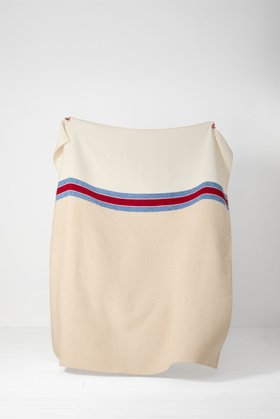 Ian Mankin Home Racing Stripe Peony & Sky Recycled Cotton Blend Throw