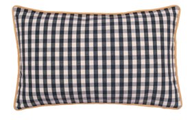 Ian Mankin Home Suffolk Check Black And OchreSmall Piped Cushion