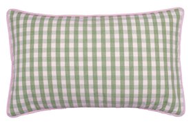Ian Mankin Home Suffolk Check Sage & Pink Small Piped Cushion