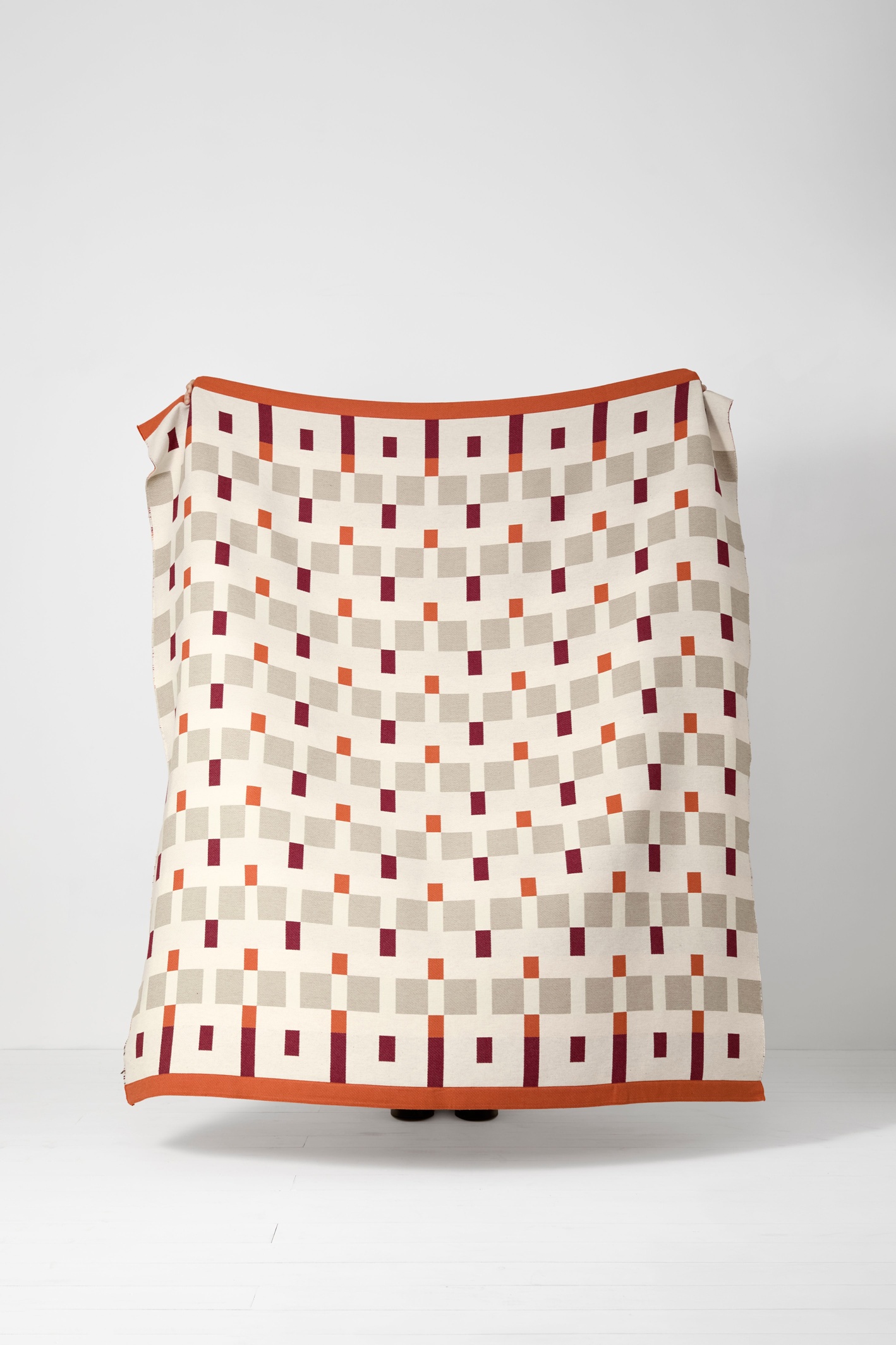 Ian Mankin Home Checkmate Claret & Rust Large Recycled Cotton Blend Throw