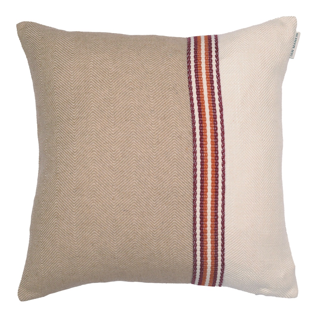 Ian Mankin Home Atlantic Union & Paint Pot Braid Cream Small Knife Edge Cushion