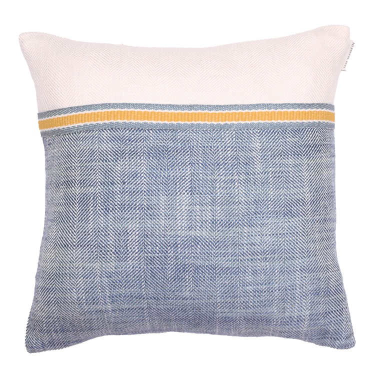 Ian Mankin Home Filey & Fineline Braid Cobalt Small Knife Edge Cushion