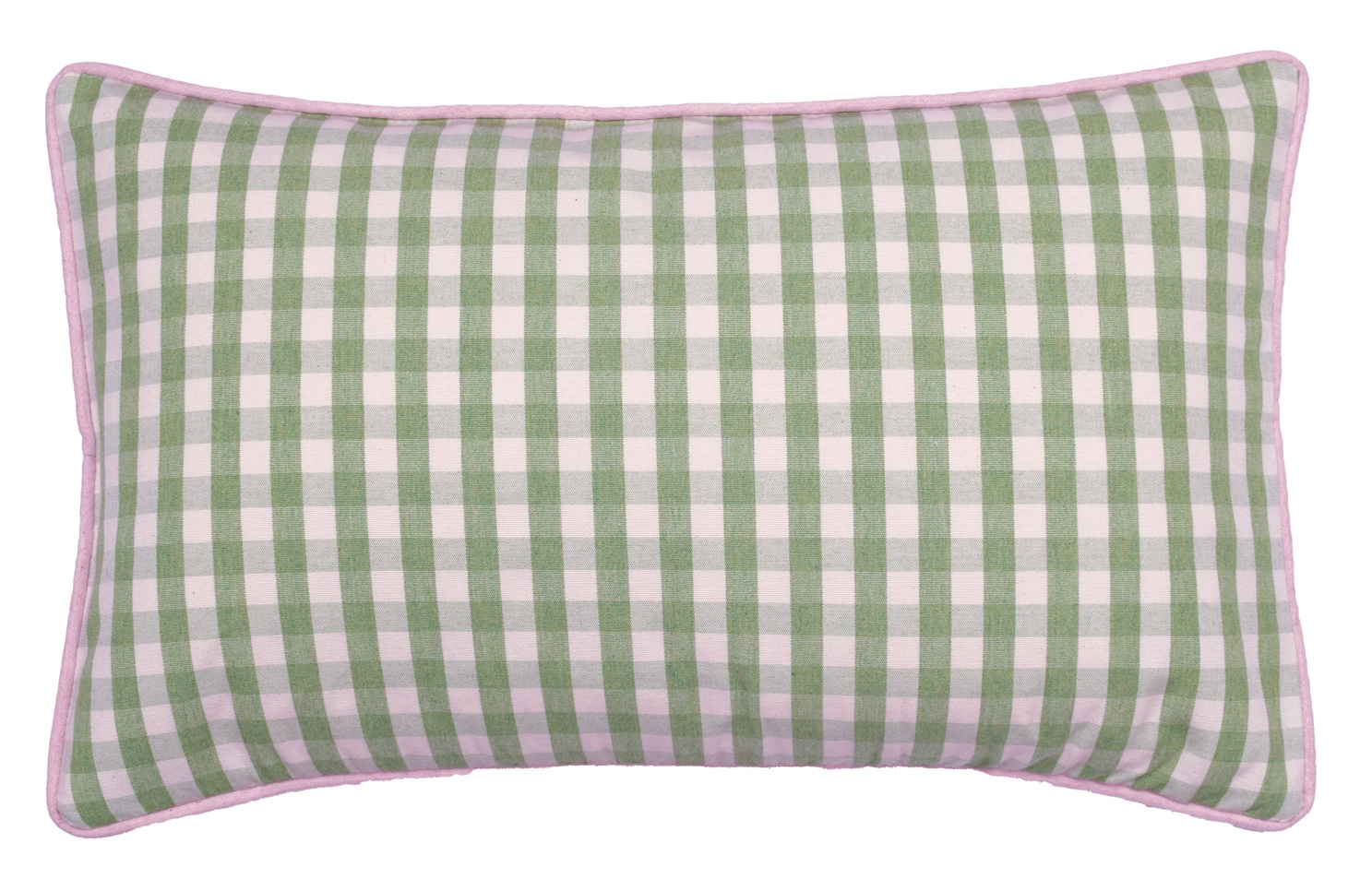 Ian Mankin Home Suffolk Check Sage & Pink Small Piped Cushion