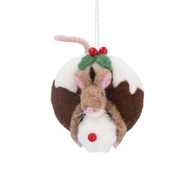 Mixed Wool Mouse in Pudding Decoration
