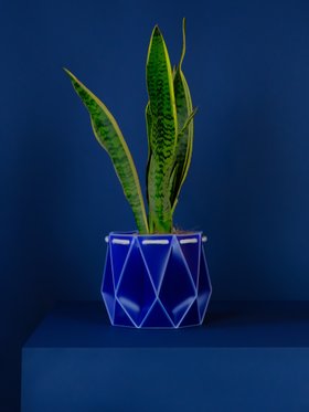Self-watering POTR Origami Pot in Blue, 18cm