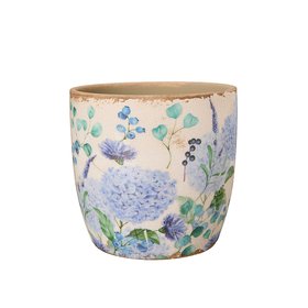 Ellinor Blue Flowers Stoneware Pot, Small
