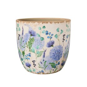 Ellinor Blue Flowers Stoneware Pot, Large