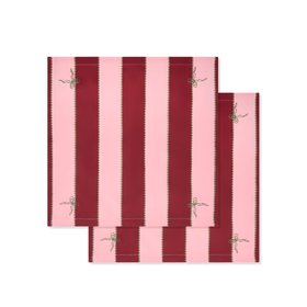 Set Of Two Napkins | Pink & Burgundy Striped