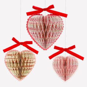 Meri Meri x Liberty Paper Honeycomb Heart Decorations