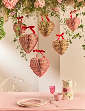 Meri Meri x Liberty Paper Honeycomb Heart Decorations