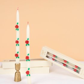 Rose Taper Candles (x 2)