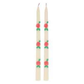 Rose Taper Candles (x 2)