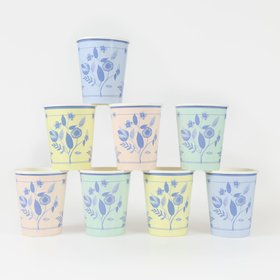 Vintage Botanical Cups (x 8)