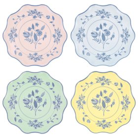 Vintage Botanical Dinner Plates (x 8)