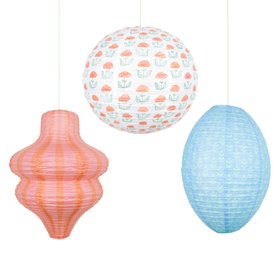 Flora Orange & Blue Lanterns (x 3)